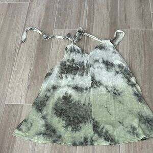 Love Riche Green Tie-Dye Halter Top
